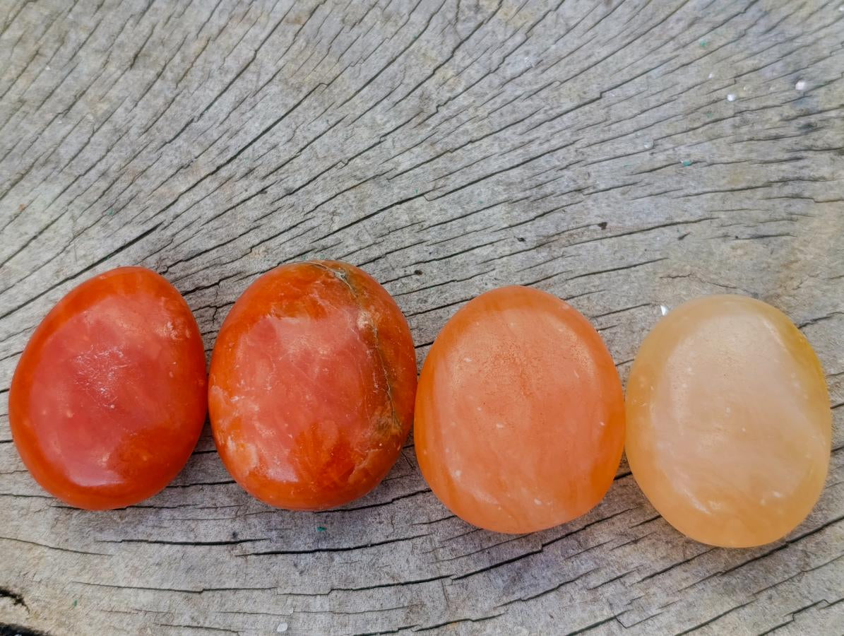 Polished Orange Twist Calcite Galets x 28 From Maevantanana, Madagascar - Toprock Gemstones and Minerals 