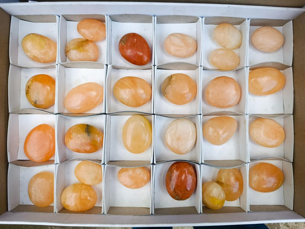 Polished Orange Twist Calcite Galets x 28 From Maevantanana, Madagascar - Toprock Gemstones and Minerals 