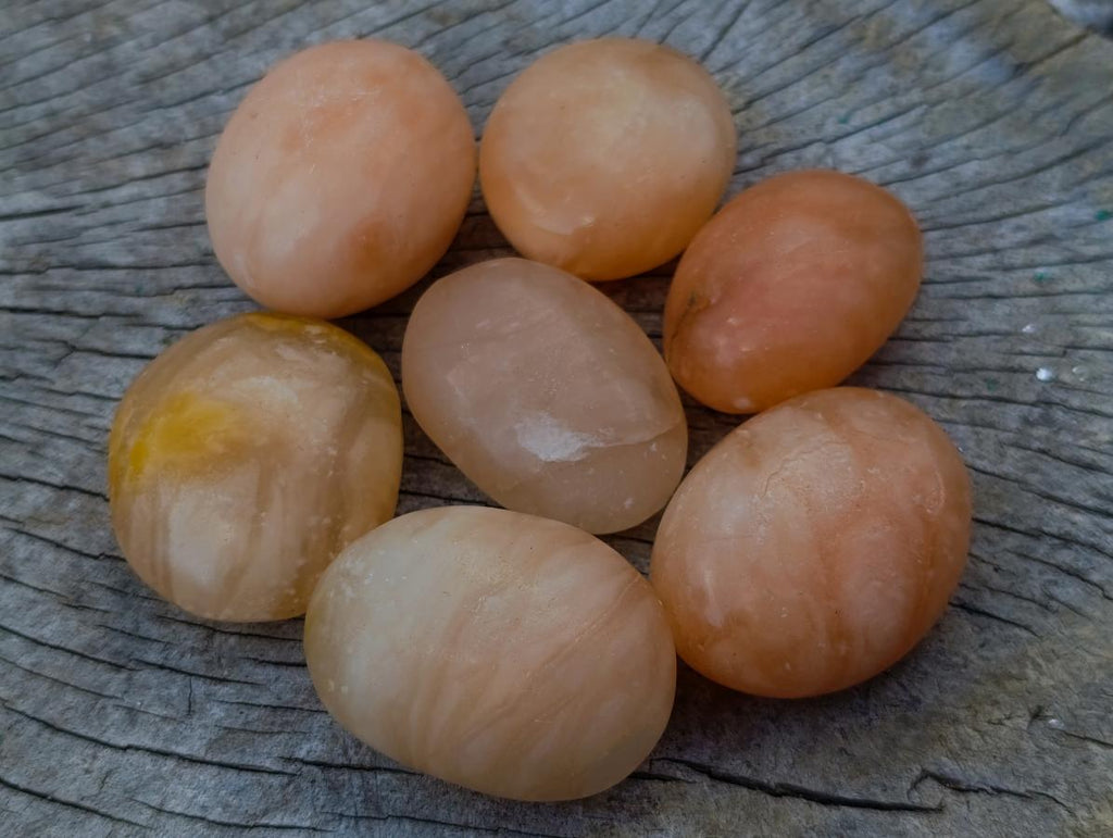 Polished Orange Twist Calcite Galets x 28 From Maevantanana, Madagascar - Toprock Gemstones and Minerals 