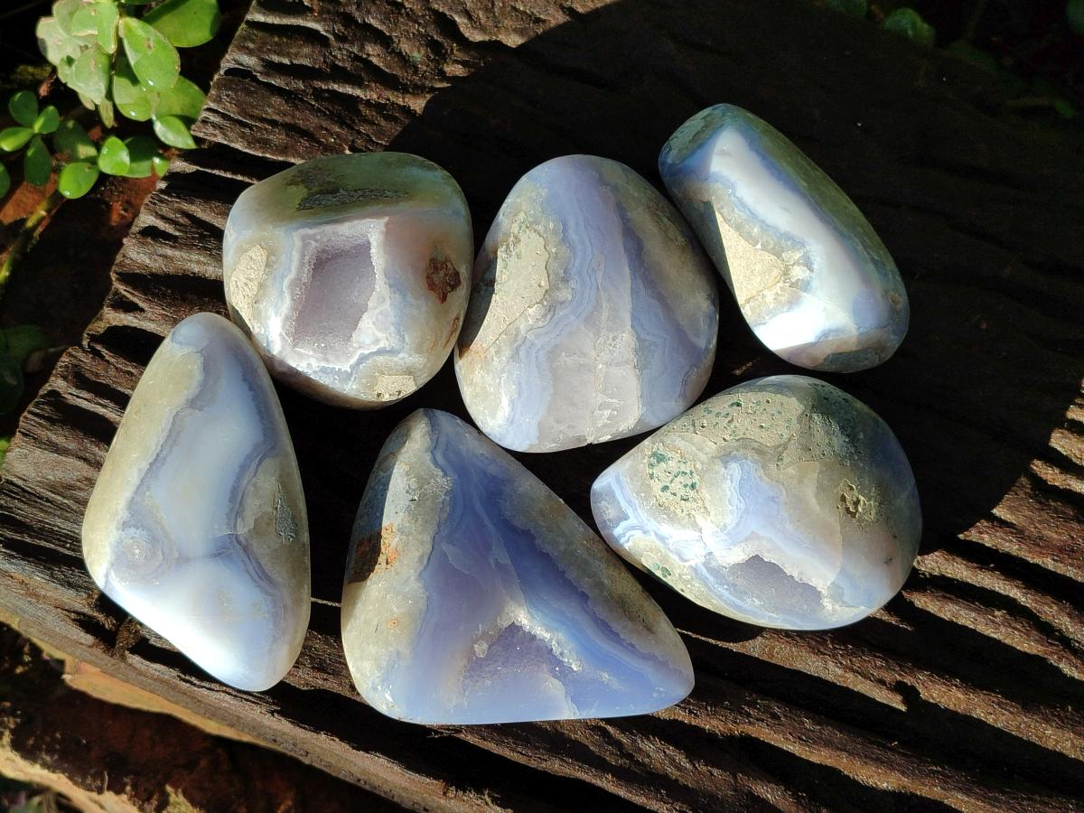Polished Blue Lace Agate Free Forms x 6 From Nsanje, Malawi - Toprock Gemstones and Minerals 
