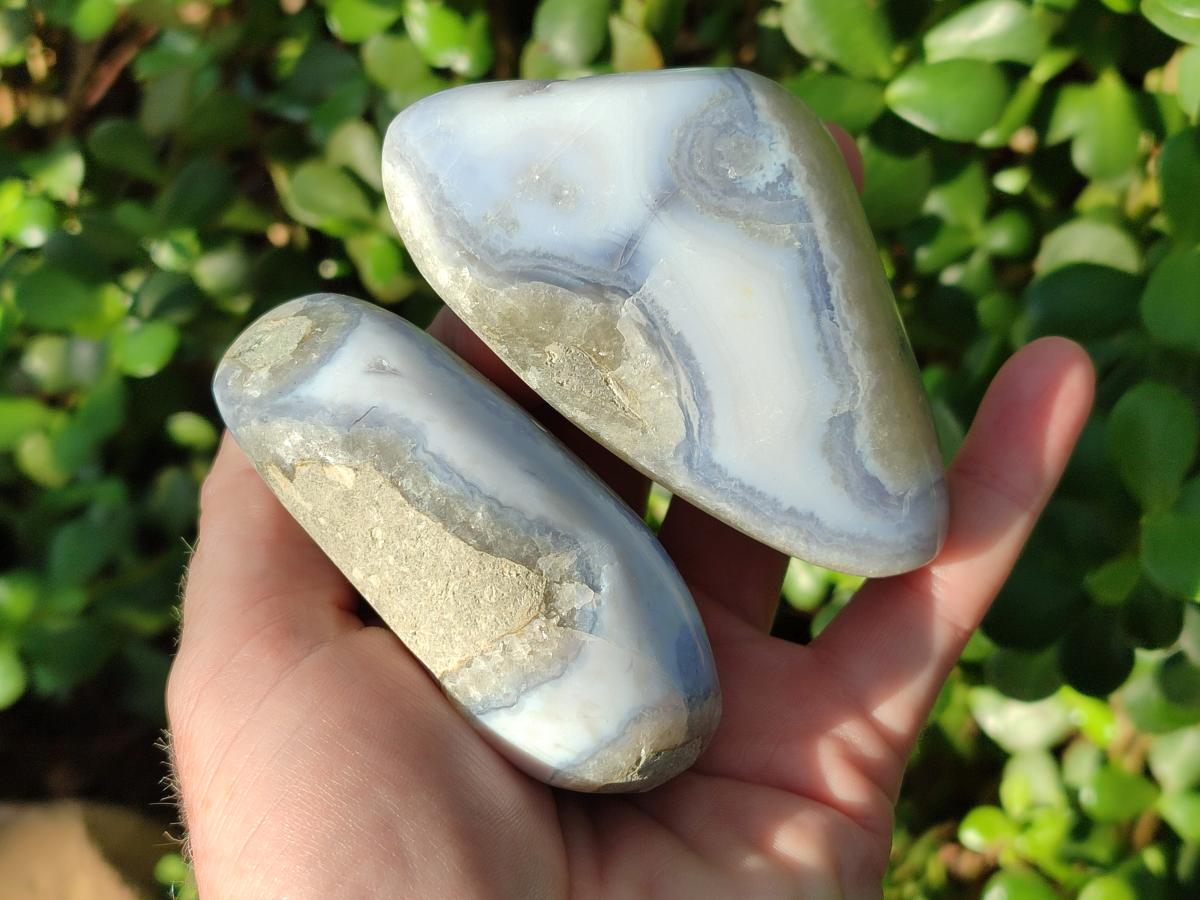 Polished Blue Lace Agate Free Forms x 6 From Nsanje, Malawi - Toprock Gemstones and Minerals 