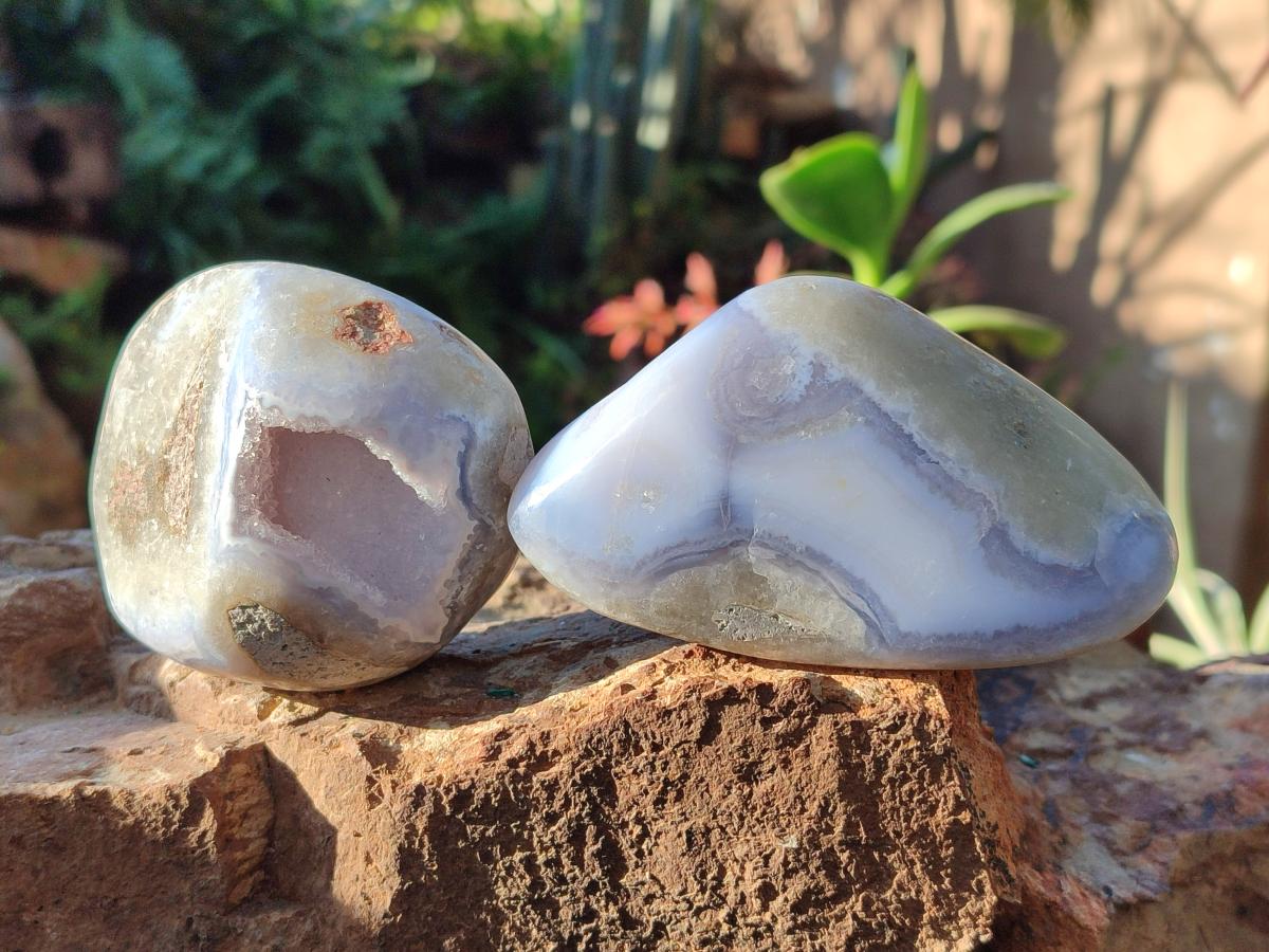 Polished Blue Lace Agate Free Forms x 6 From Nsanje, Malawi - Toprock Gemstones and Minerals 