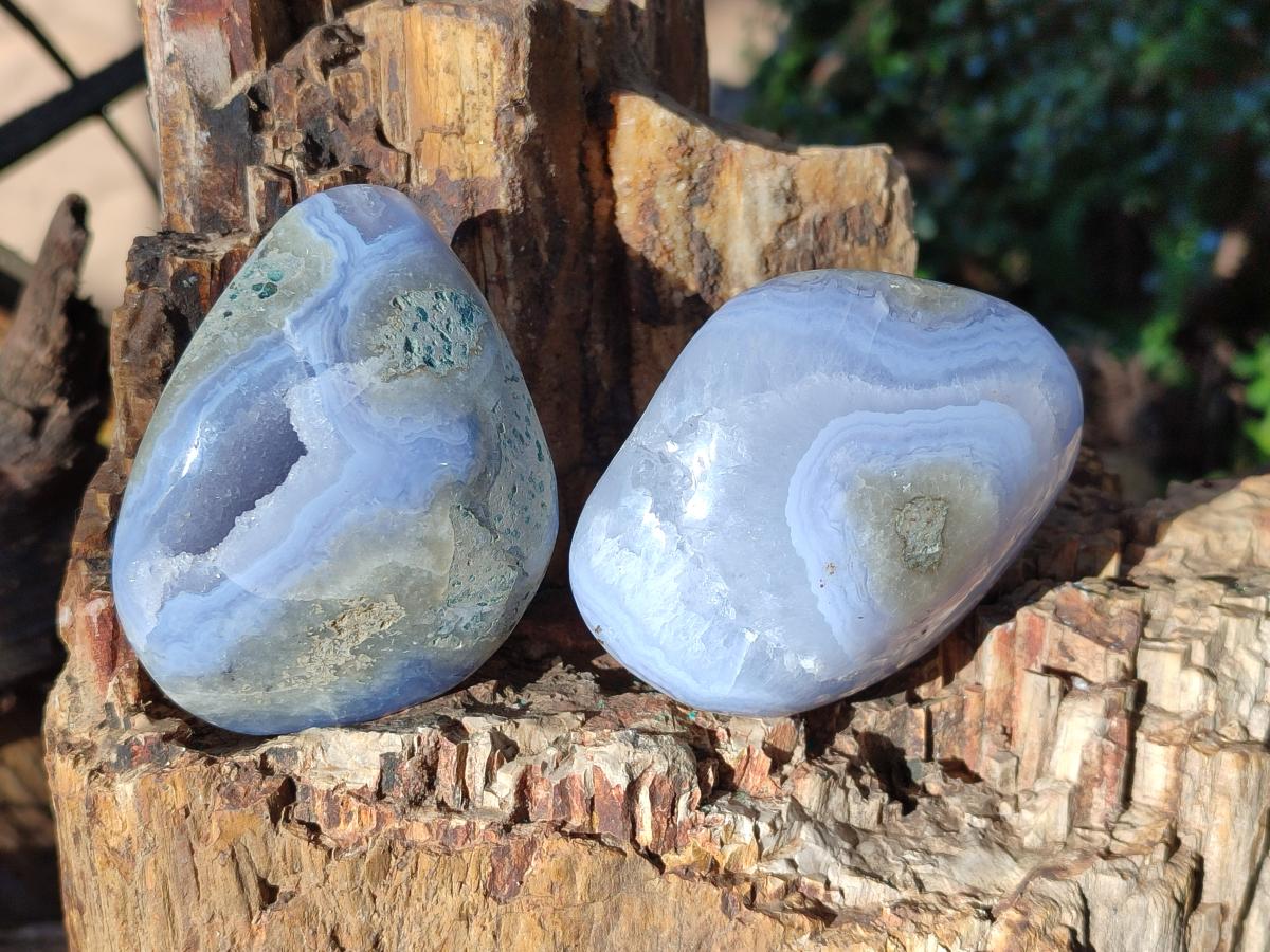Polished Blue Lace Agate Free Forms x 6 From Nsanje, Malawi - Toprock Gemstones and Minerals 
