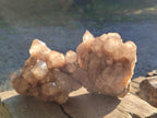Natural Cascading White Phantom Smokey Luena Quartz Clusters x 2 From Luena, Congo - Toprock Gemstones and Minerals 