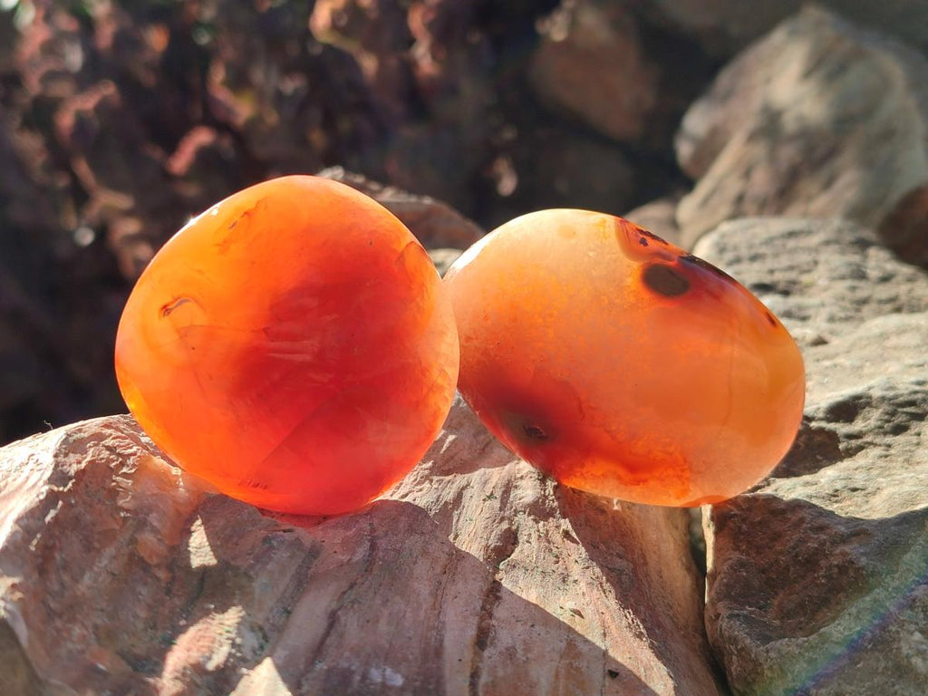 Polished Carnelian Agate Gemstone Palm Stones x 16 From Madagascar - Toprock Gemstones and Minerals 