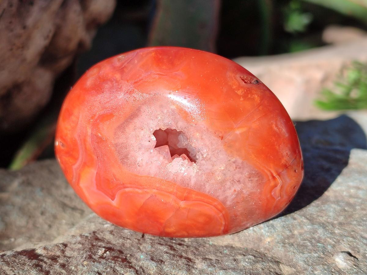 Polished Carnelian Agate Gemstone Palm Stones x 16 From Madagascar