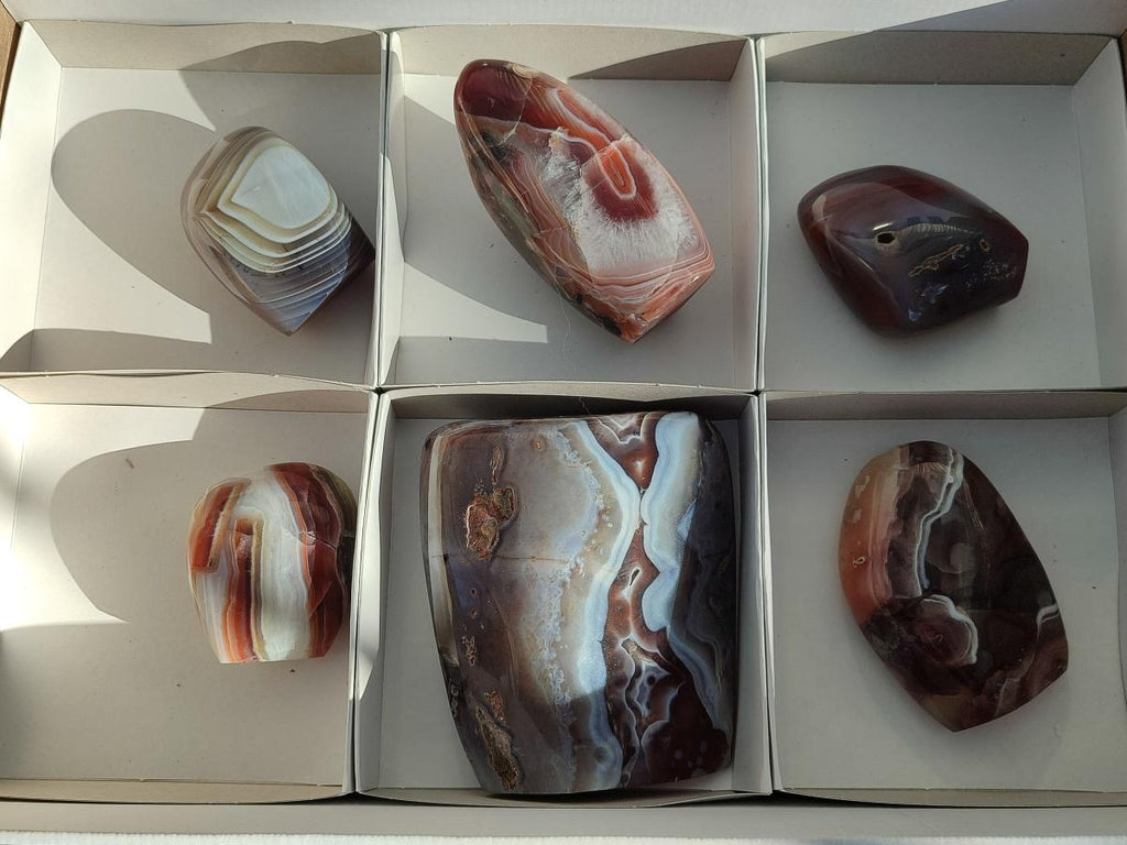 Polished Red Shashe River Agate Standing Display Pieces x 6 From Shashe River, Zimbabwe - Toprock Gemstones and Minerals 