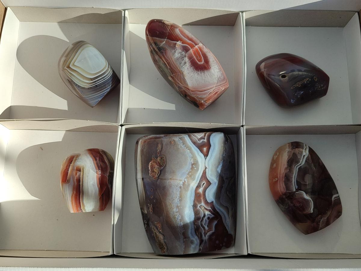 Polished Red Shashe River Agate Standing Display Pieces x 6 From Shashe River, Zimbabwe - Toprock Gemstones and Minerals 