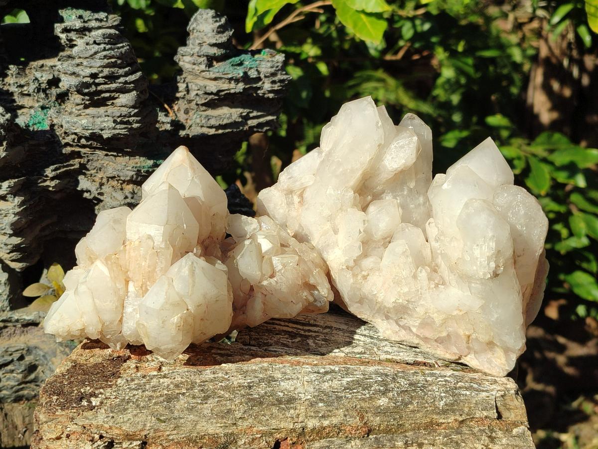 Natural Cascading "Anananas" Candle Quartz Clusters x 2 From Antsirabe, Madagascar - Toprock Gemstones and Minerals 