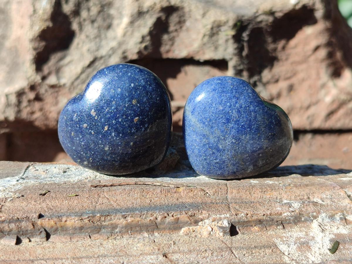 Polished Lazulite Gemstone Hearts x 35 From Madagascar