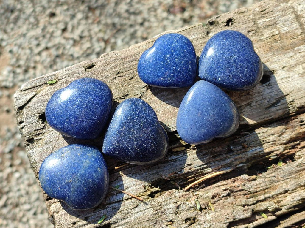 Polished Lazulite Gemstone Hearts x 35 From Madagascar - Toprock Gemstones and Minerals 