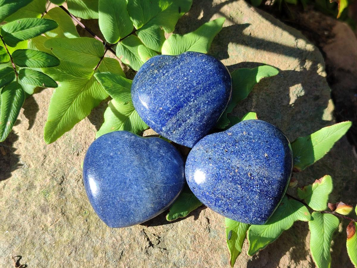 Polished Lazulite Gemstone Hearts x 35 From Madagascar