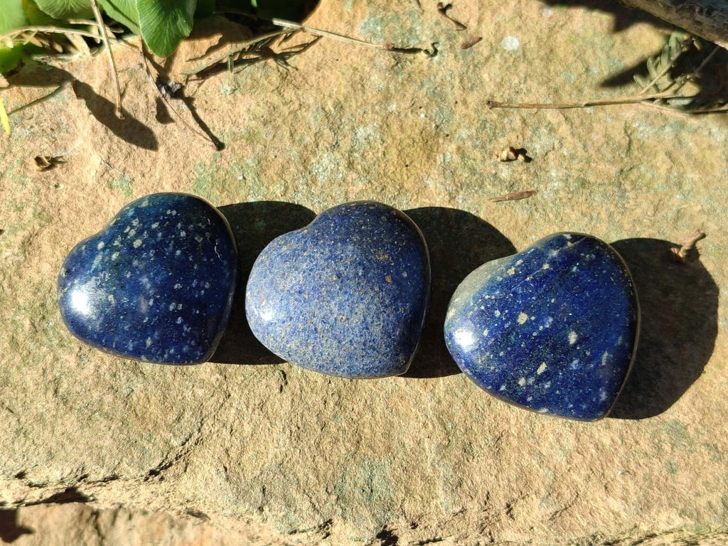 Polished Lazulite Gemstone Hearts x 35 From Madagascar - Toprock Gemstones and Minerals 