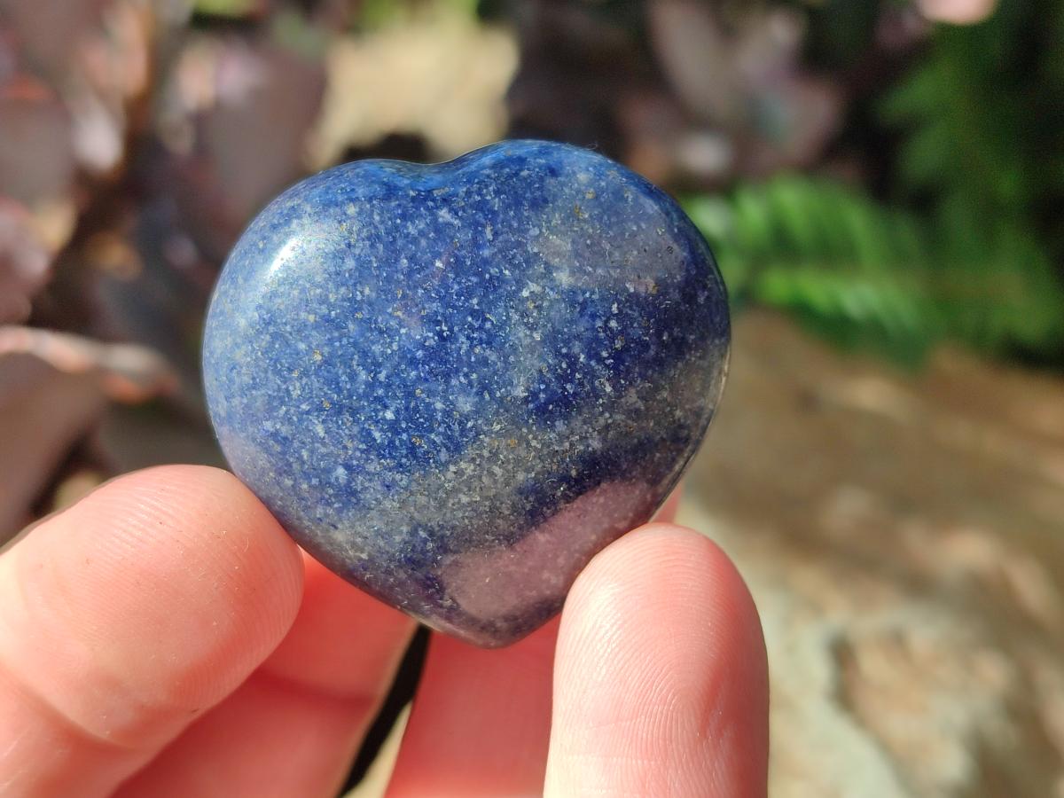 Polished Lazulite Gemstone Hearts x 35 From Madagascar - Toprock Gemstones and Minerals 