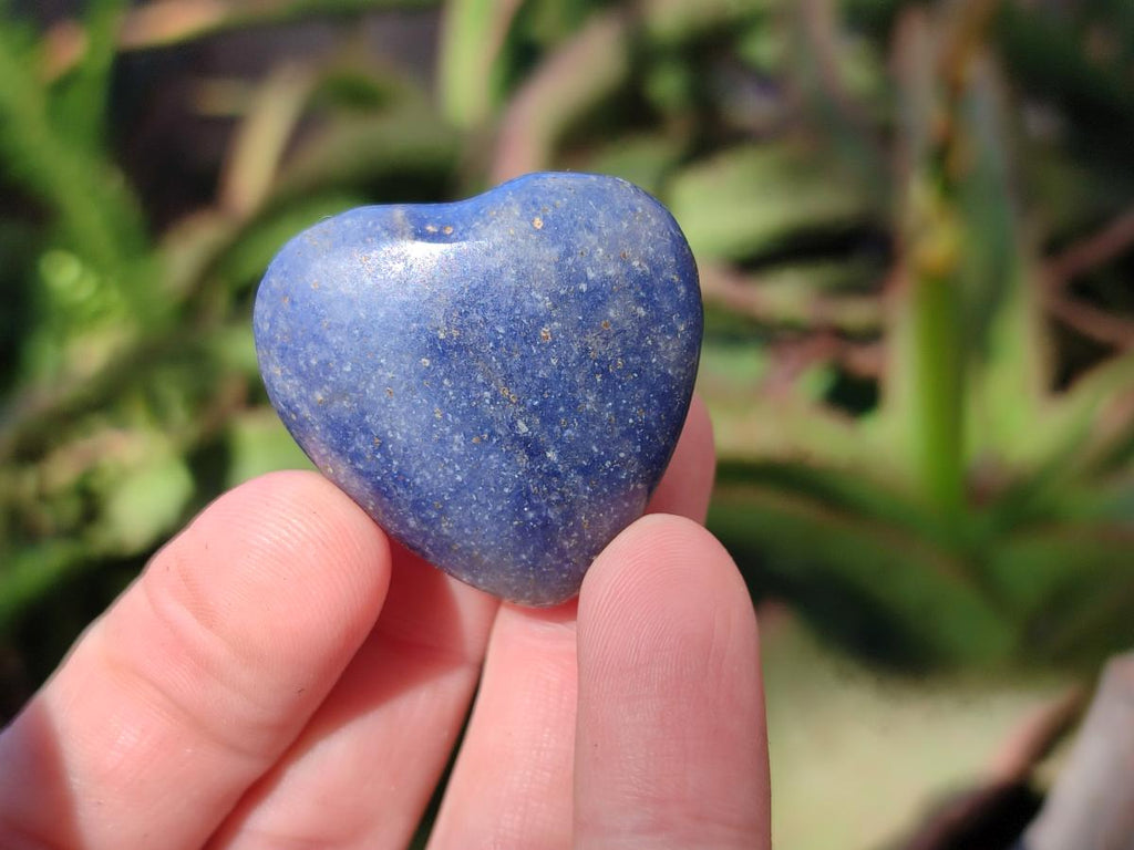 Polished Lazulite Gemstone Hearts x 35 From Madagascar - Toprock Gemstones and Minerals 