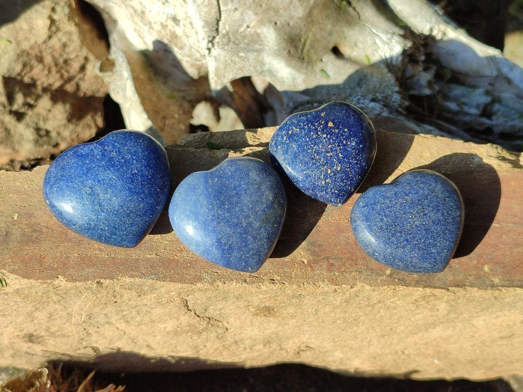 Polished Lazulite Gemstone Hearts x 35 From Madagascar - Toprock Gemstones and Minerals 