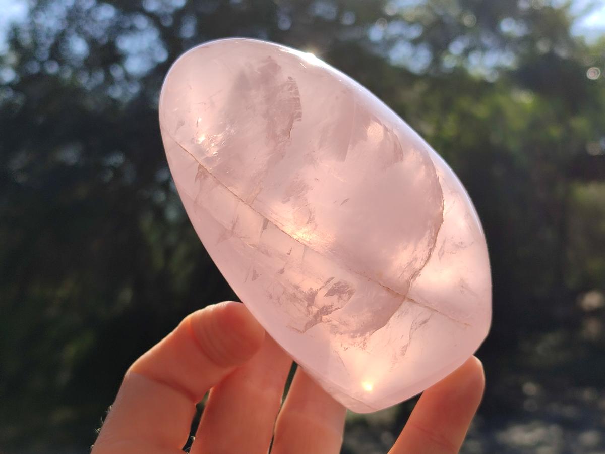 Polished Gemmy Rose Quartz Standing Display Pieces x 2 From Madagascar