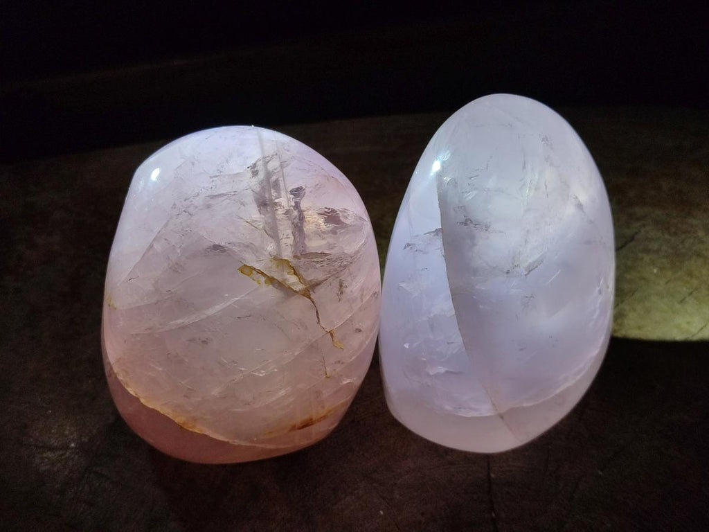 Polished Gemmy Rose Quartz Standing Display Pieces x 2 From Madagascar - Toprock Gemstones and Minerals 