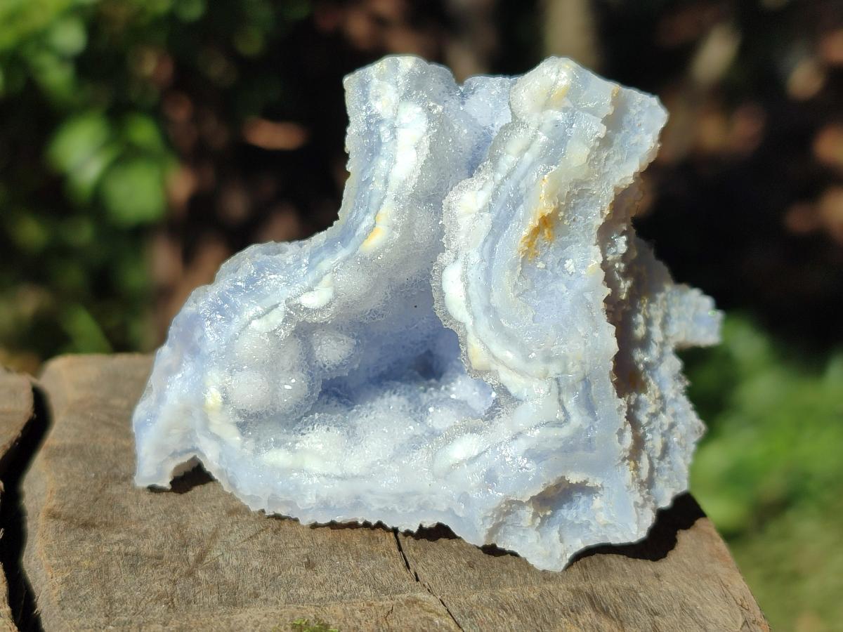 Natural Etched Blue Chalcedony Geode Specimens x 12 From Nsanje, Malawi