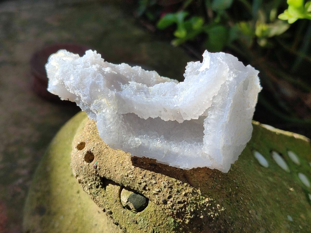Natural Etched Blue Chalcedony Geode Specimens x 12 From Nsanje, Malawi - Toprock Gemstones and Minerals 