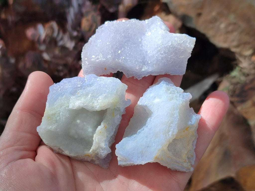Natural Etched Blue Chalcedony Geode Specimens x 12 From Nsanje, Malawi - Toprock Gemstones and Minerals 