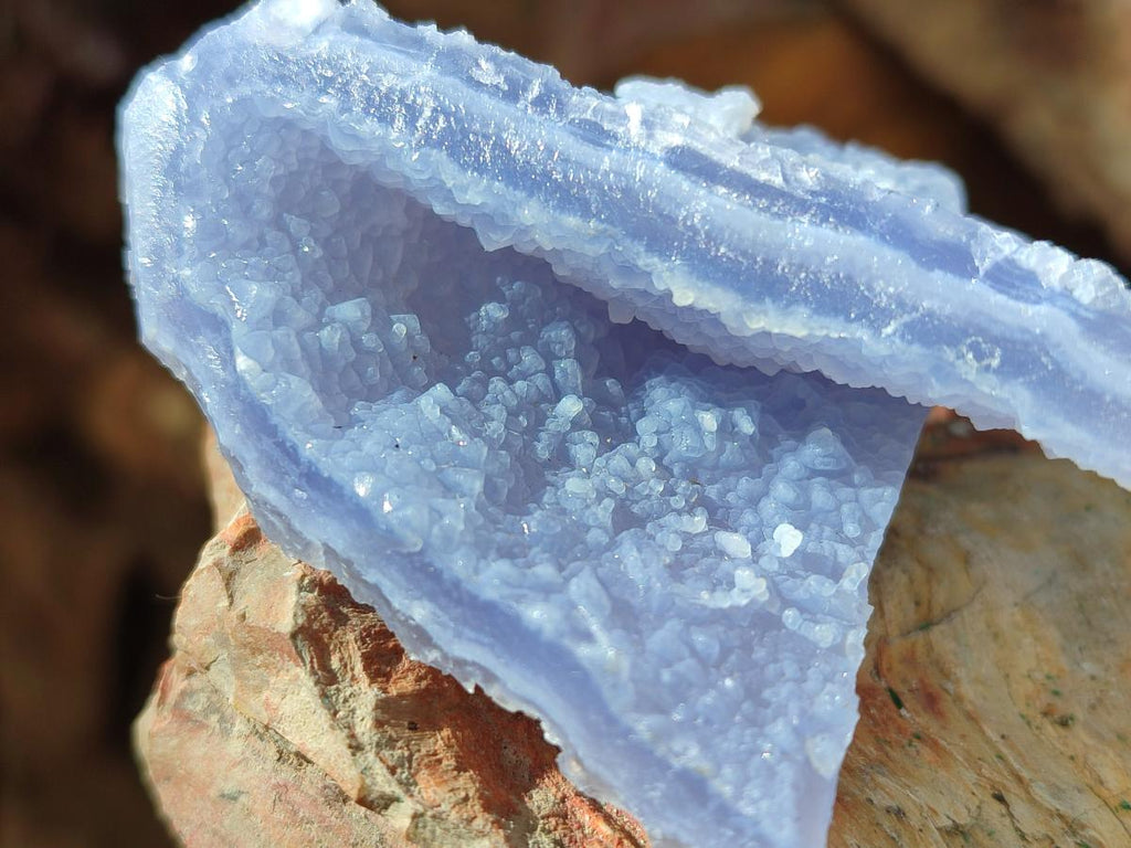 Natural Etched Blue Chalcedony Geode Specimens x 12 From Nsanje, Malawi - Toprock Gemstones and Minerals 