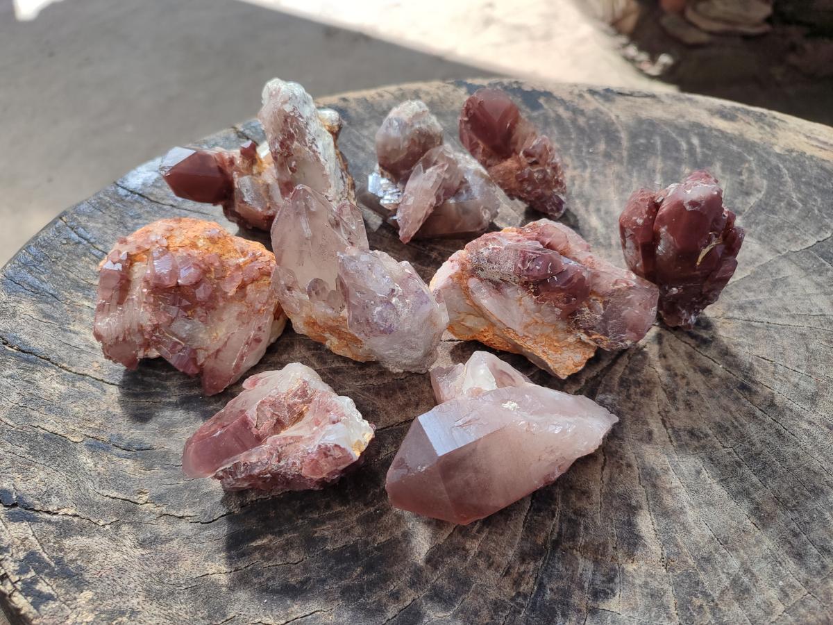Natural Red Hematoid Quartz Crystals and Clusters x 12 From Karoi, Zimbabwe - Toprock Gemstones and Minerals 