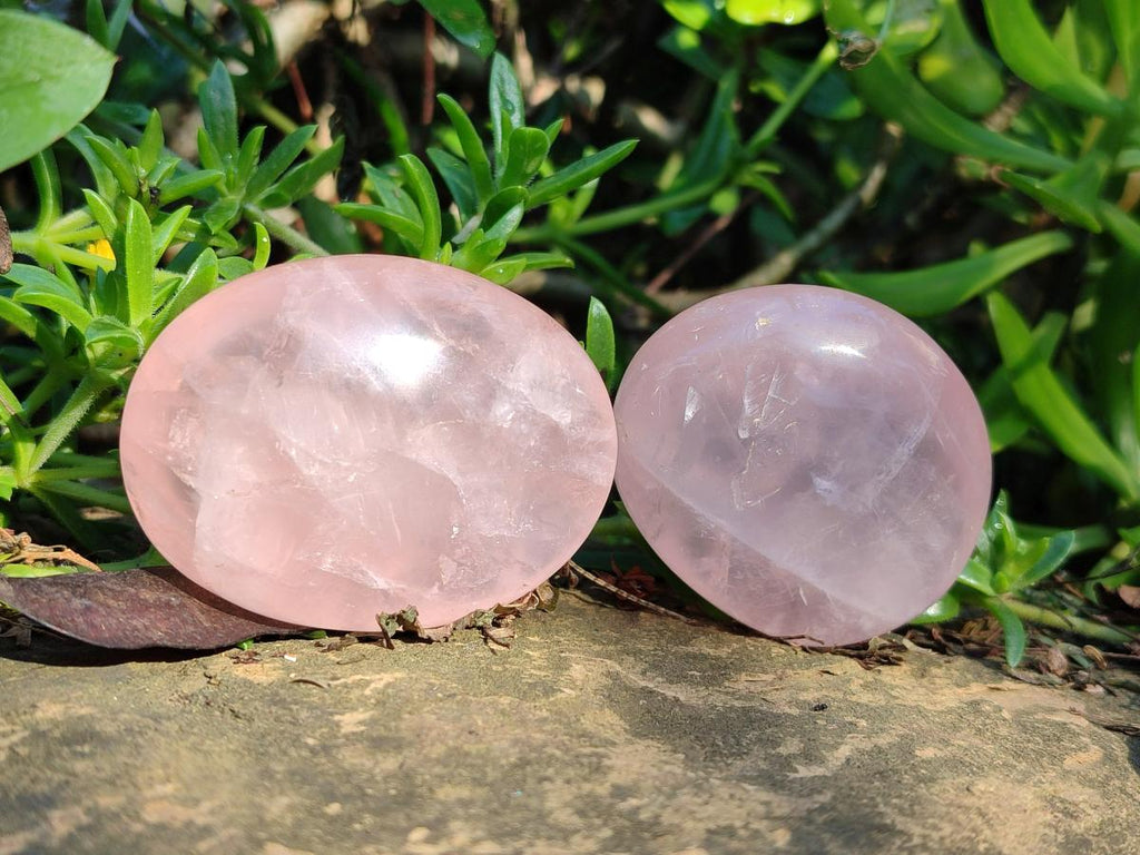 Polished Gemmy Rose Quartz Palm Stones x 24 From Madagascar - Toprock Gemstones and Minerals 