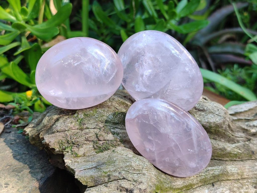 Polished Gemmy Rose Quartz Palm Stones x 24 From Madagascar - Toprock Gemstones and Minerals 