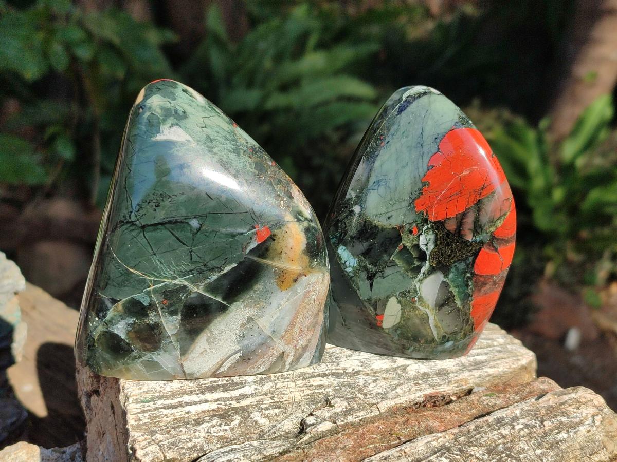 Polished Bloodstone Standing Display Pieces x 3 From Swaziland - Toprock Gemstones and Minerals 