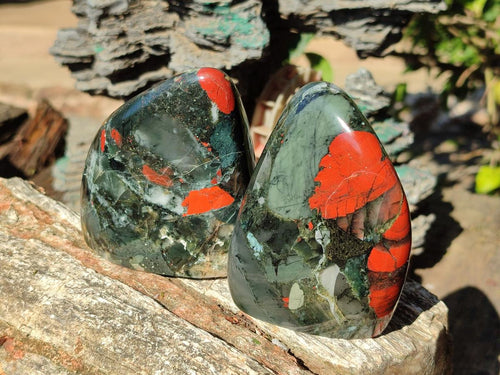 Polished Bloodstone Standing Display Pieces x 3 From Swaziland