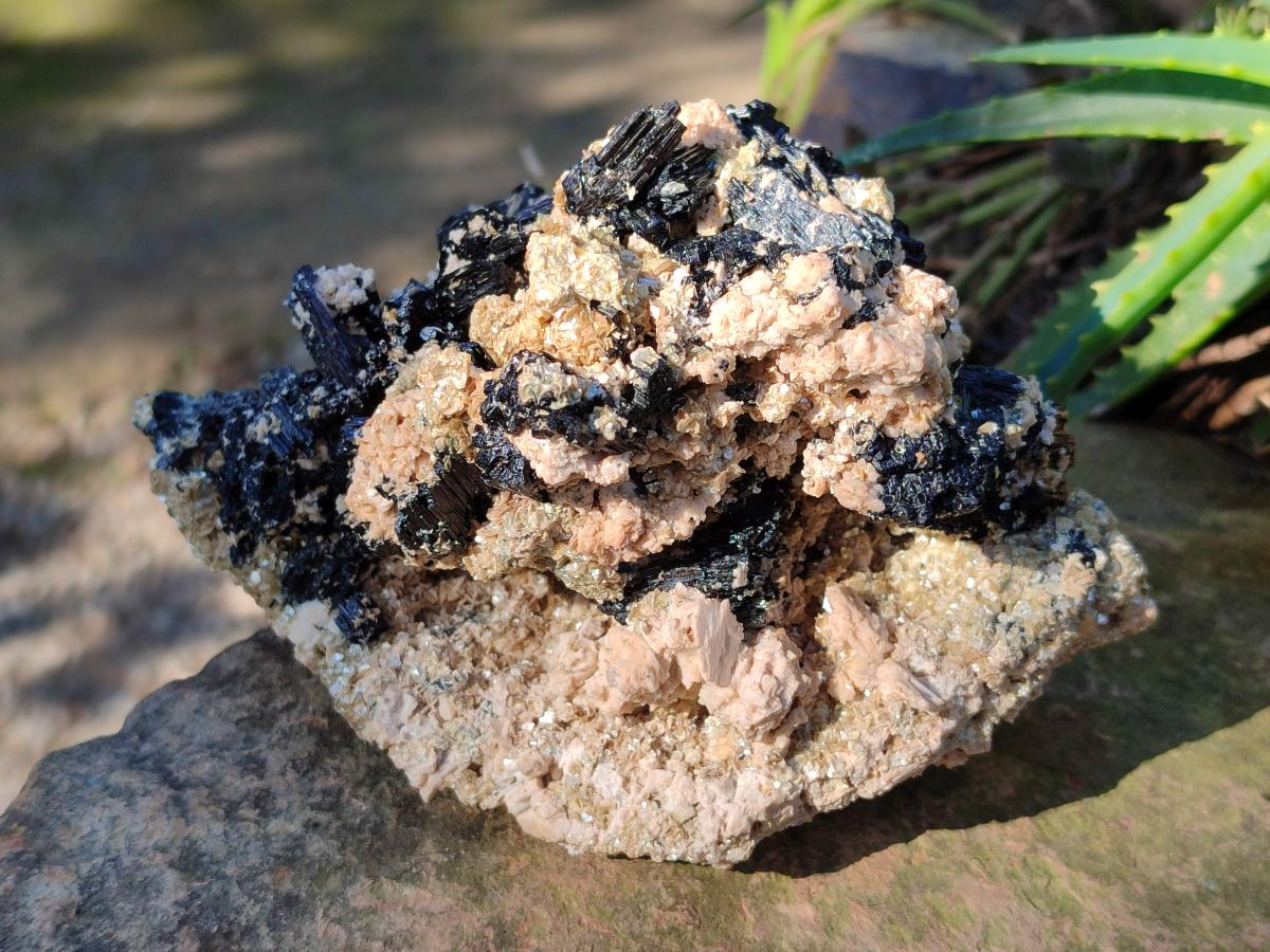 Natural Schorl Cascading Black Tourmaline Specimens x 2 From Erongo, Namibia - Toprock Gemstones and Minerals 