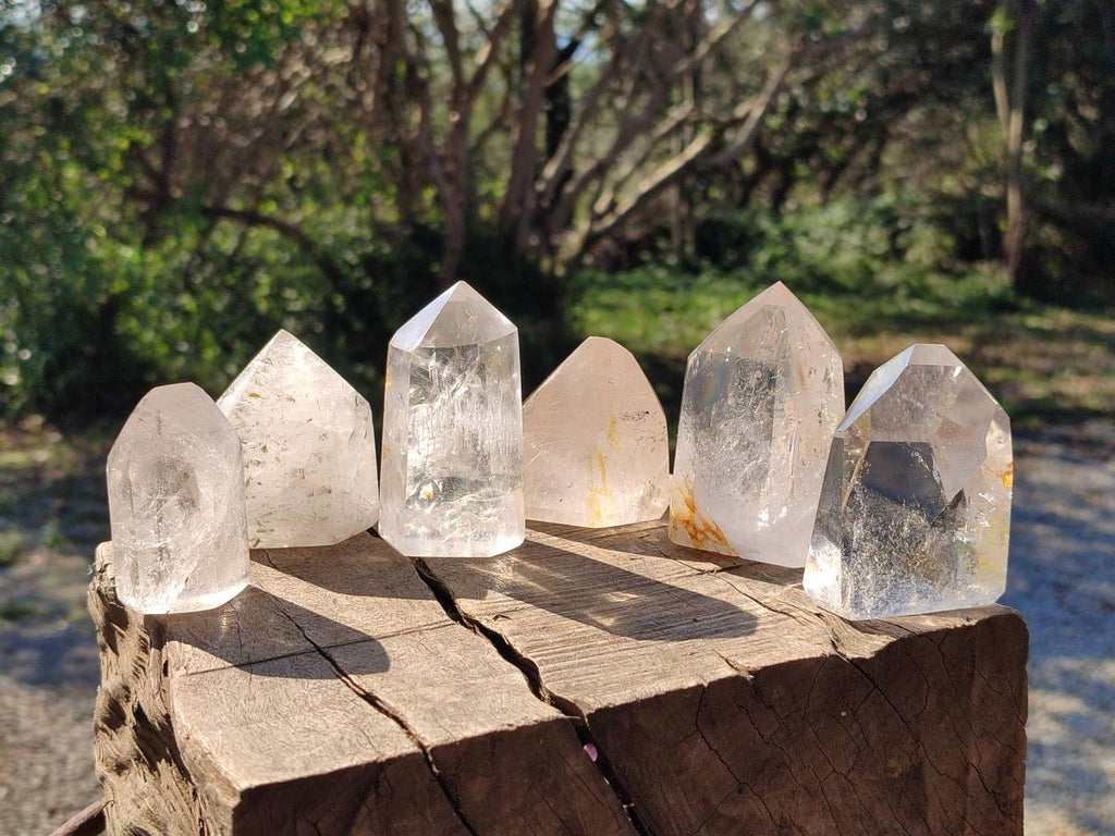 Polished Clear Quartz Display Crystals with Inclusions x 6 From Madagascar - Toprock Gemstones and Minerals 