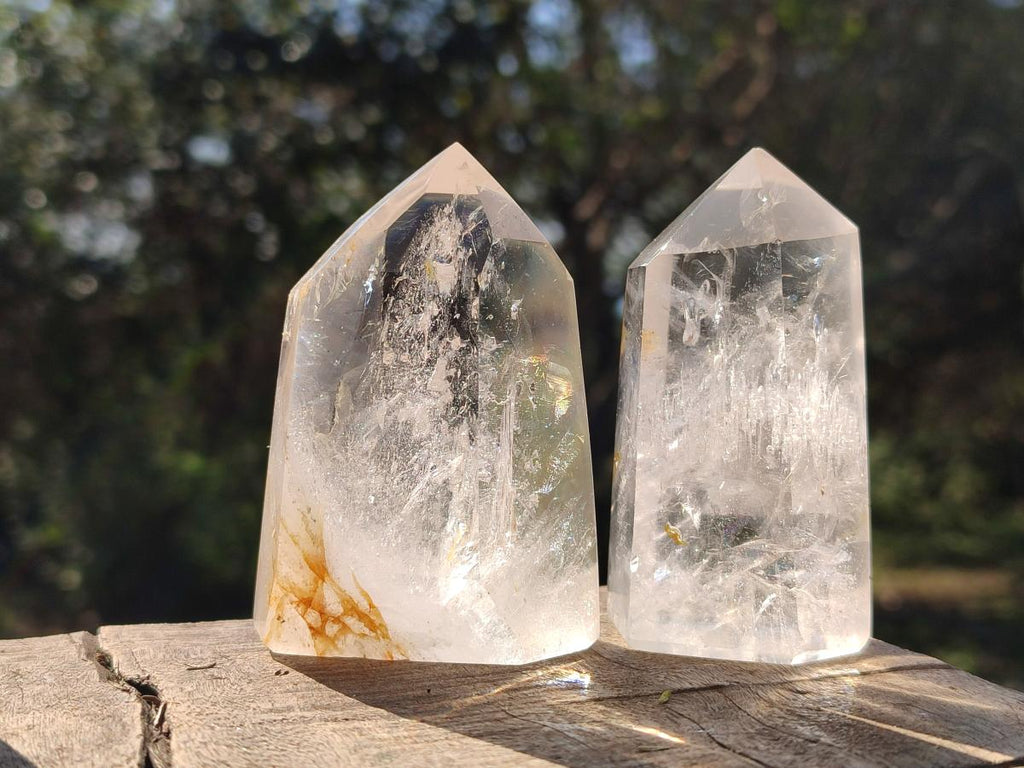 Polished Clear Quartz Display Crystals with Inclusions x 6 From Madagascar - Toprock Gemstones and Minerals 