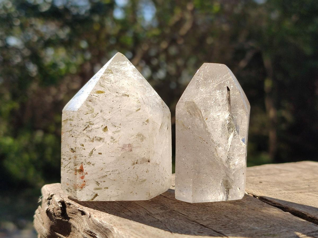 Polished Clear Quartz Display Crystals with Inclusions x 6 From Madagascar - Toprock Gemstones and Minerals 