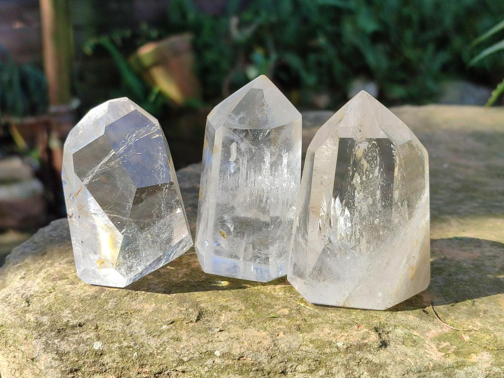 Polished Clear Quartz Display Crystals with Inclusions x 6 From Madagascar - Toprock Gemstones and Minerals 