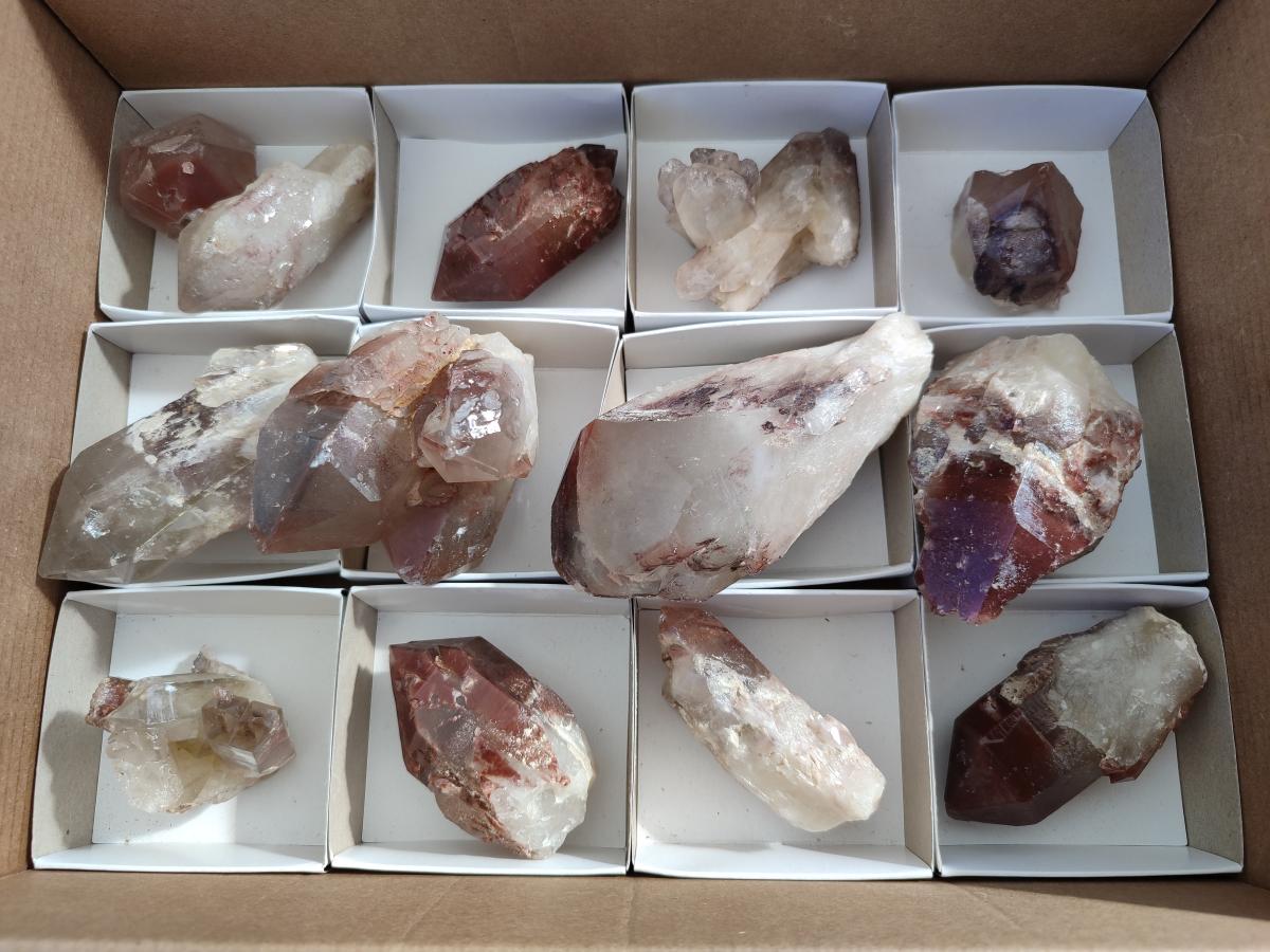 Natural Red Hematoid Quartz Crystals and  Clusters x 13 From Karoi, Zimbabwe - Toprock Gemstones and Minerals 