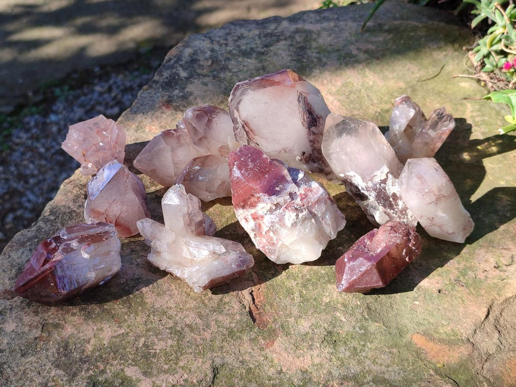 Natural Red Hematoid Quartz Crystals and  Clusters x 13 From Karoi, Zimbabwe - Toprock Gemstones and Minerals 