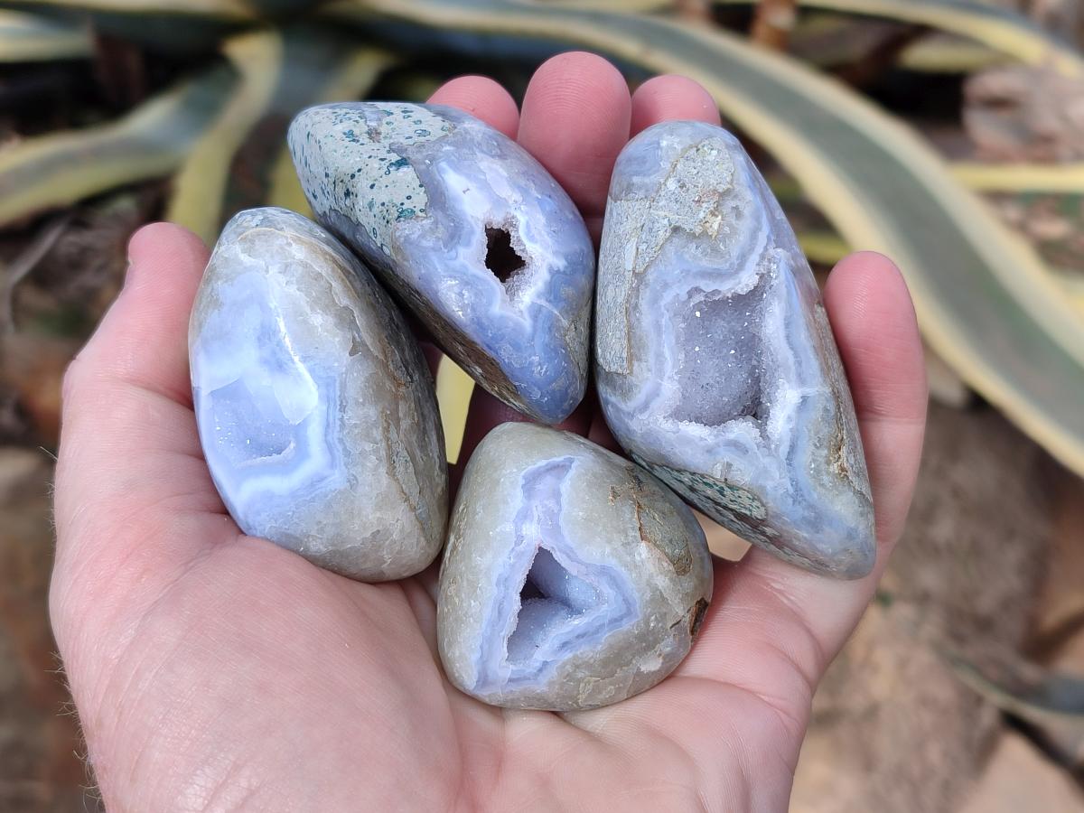 Polished Blue Lace Agate Free Forms x 12 From Nsanje, Malawi - Toprock Gemstones and Minerals 
