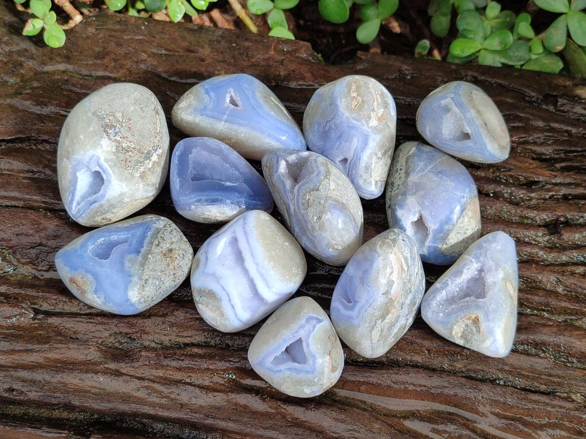 Polished Blue Lace Agate Free Forms x 12 From Nsanje, Malawi - Toprock Gemstones and Minerals 