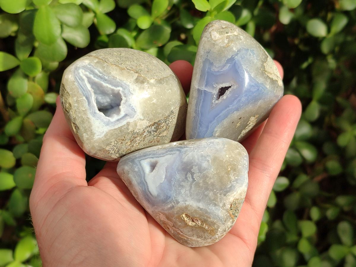 Polished Blue Lace Agate Free Forms x 12 From Nsanje, Malawi - Toprock Gemstones and Minerals 