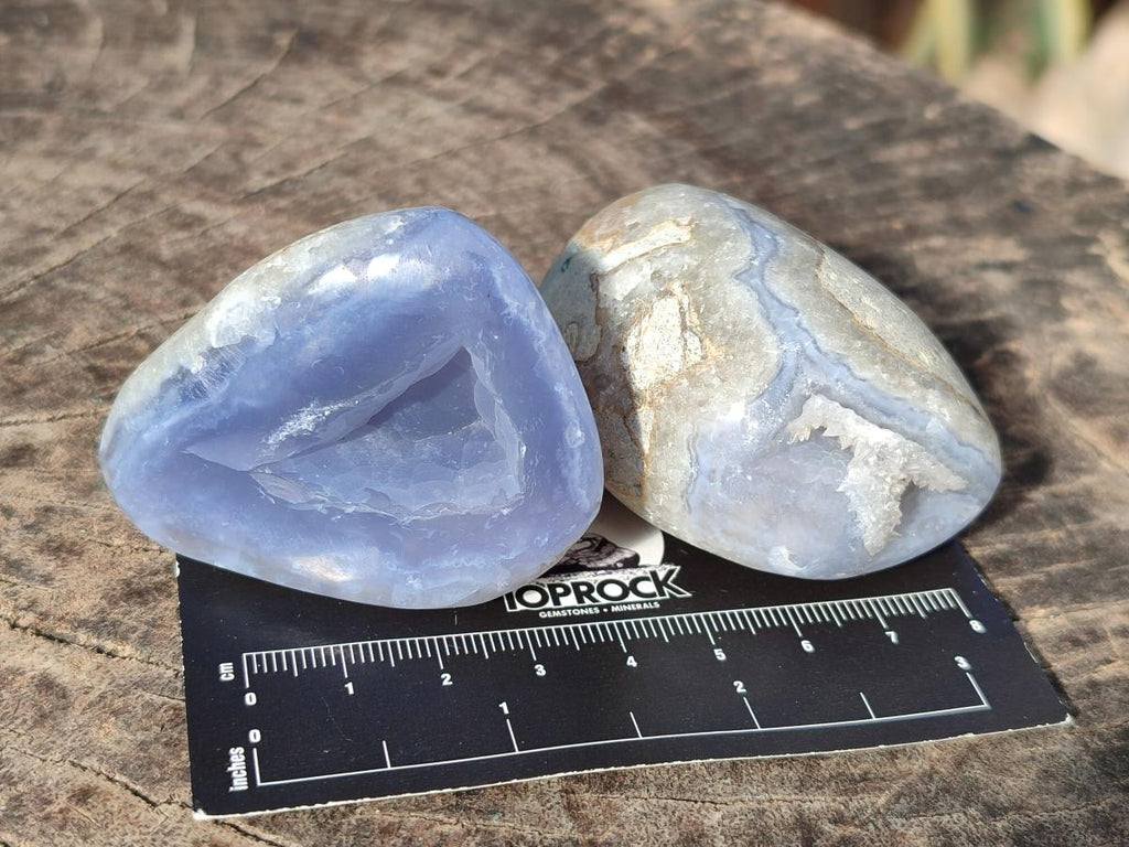 Polished Blue Lace Agate Free Forms x 12 From Nsanje, Malawi - Toprock Gemstones and Minerals 