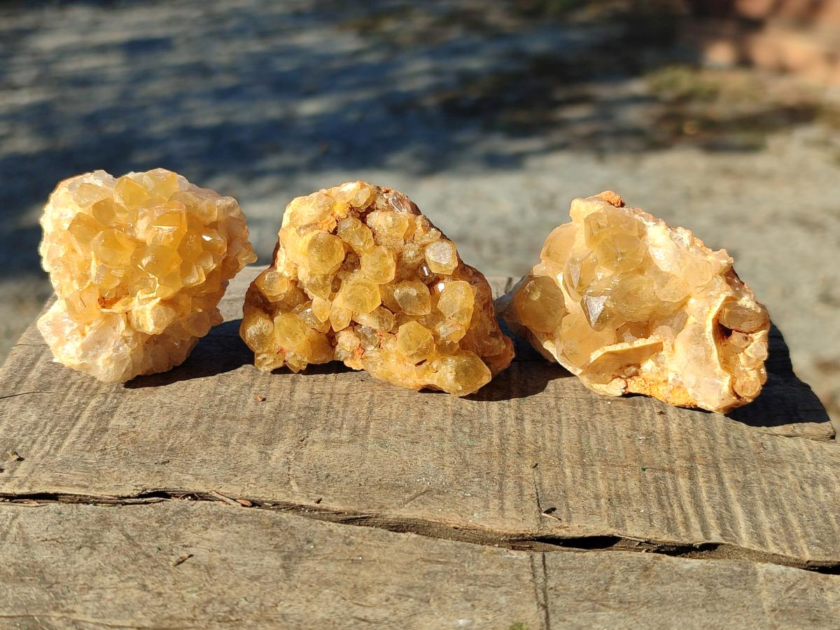 Natural Golden Limonite Quartz Crystal Clusters x 35 From Solwezi, Zambia - Toprock Gemstones and Minerals 