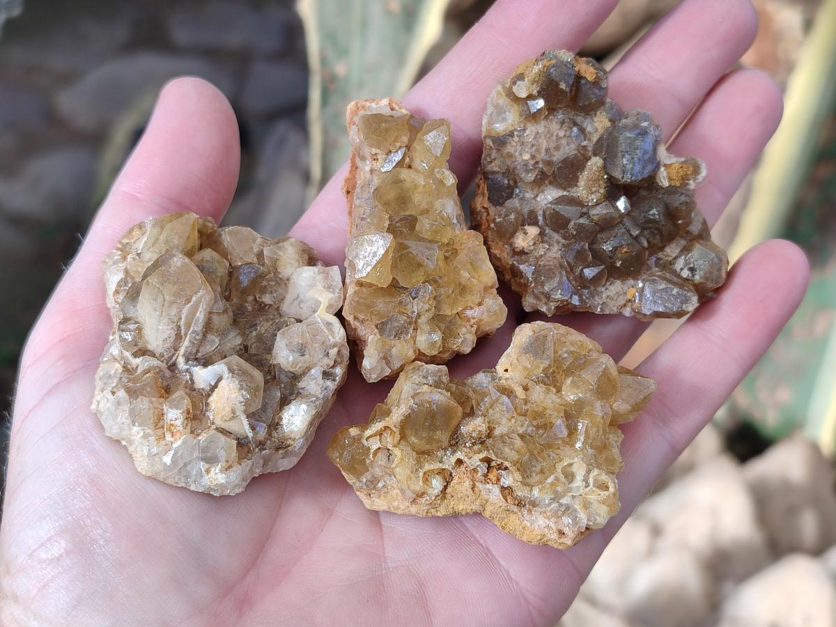 Natural Golden Limonite Quartz Crystal Clusters x 35 From Solwezi, Zambia - Toprock Gemstones and Minerals 