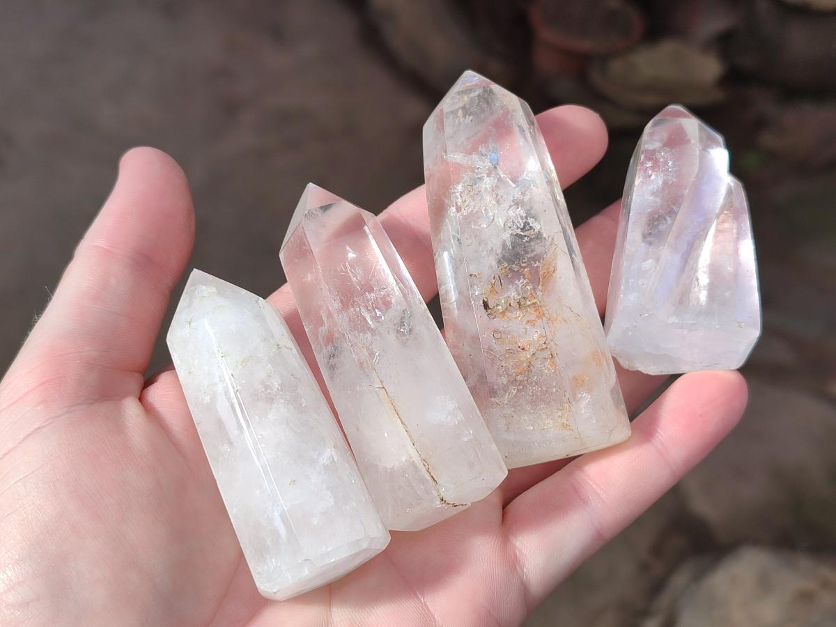 Polished Mix of Bright Clear Quartz Crystals x 24 From Madagascar - Toprock Gemstones and Minerals 