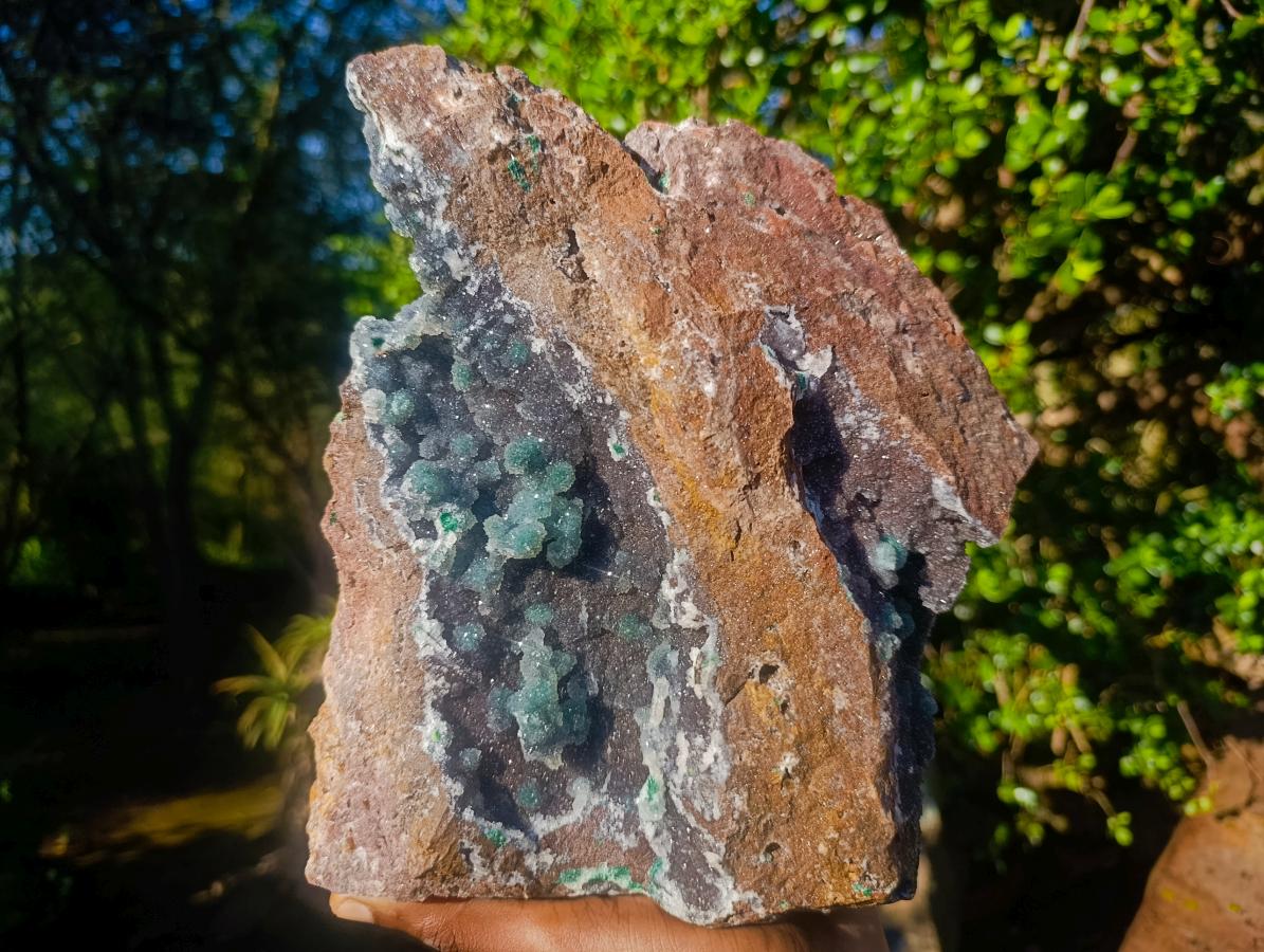 Natural Large Drusy Quartz Coated Ball Malachite On Dolomite Specimen x 1 From Mindingi Mine, Kambove, Congo