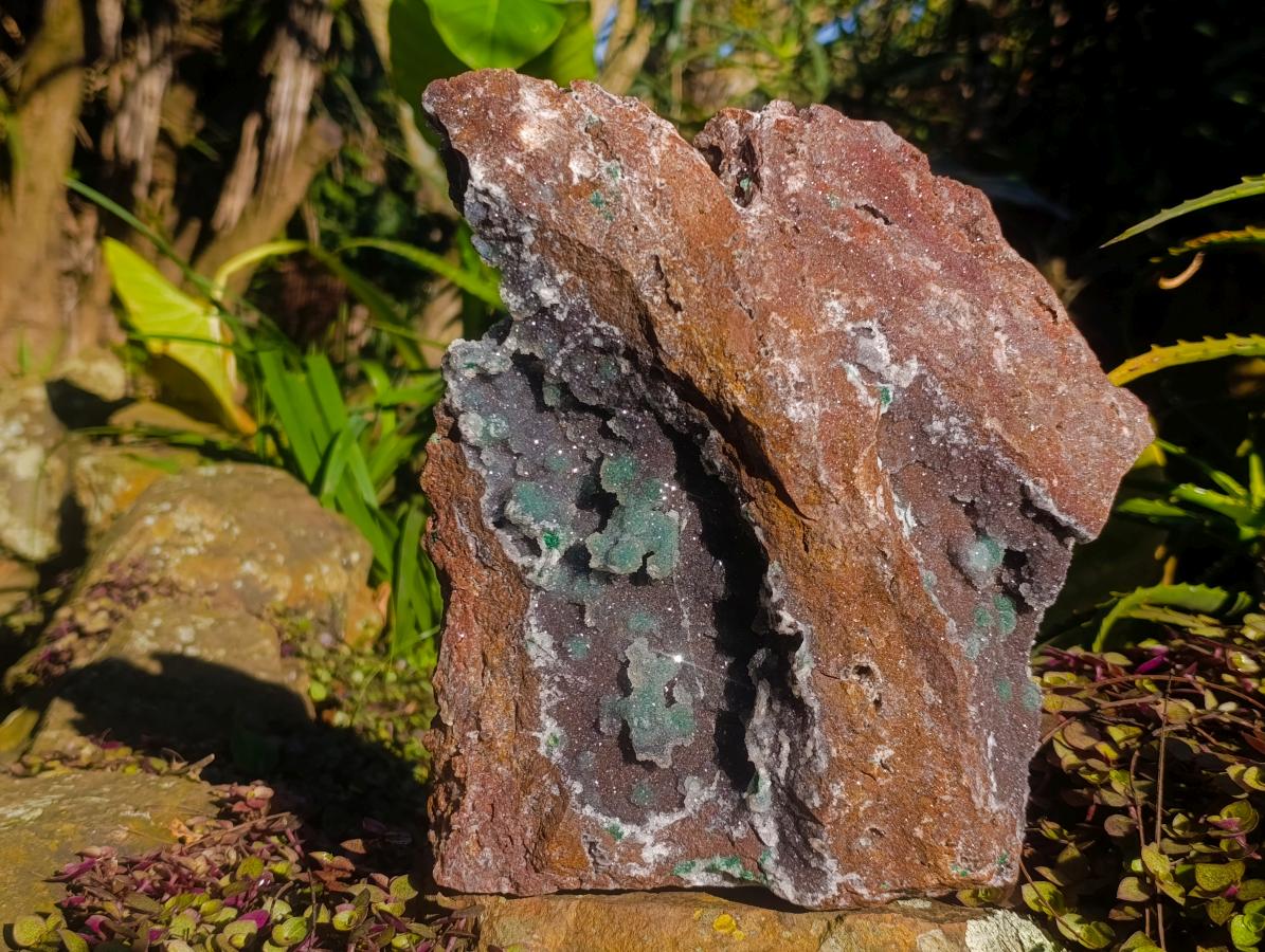 Natural Large Drusy Quartz Coated Ball Malachite On Dolomite Specimen x 1 From Mindingi Mine, Kambove, Congo - Toprock Gemstones and Minerals 