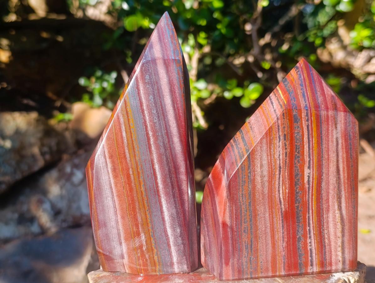 Polished Banded Tiger Iron Display Crystals x 2 From South Africa - Toprock Gemstones and Minerals 