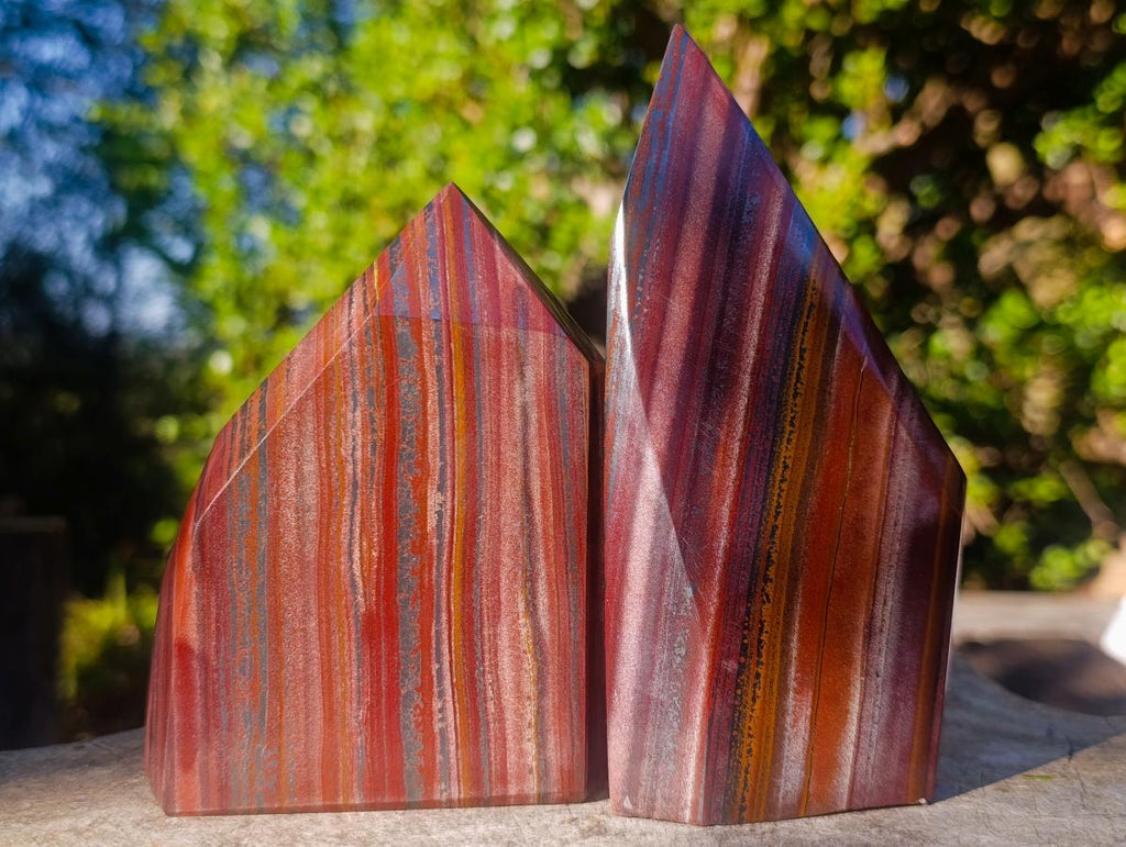 Polished Banded Tiger Iron Display Crystals x 2 From South Africa - Toprock Gemstones and Minerals 