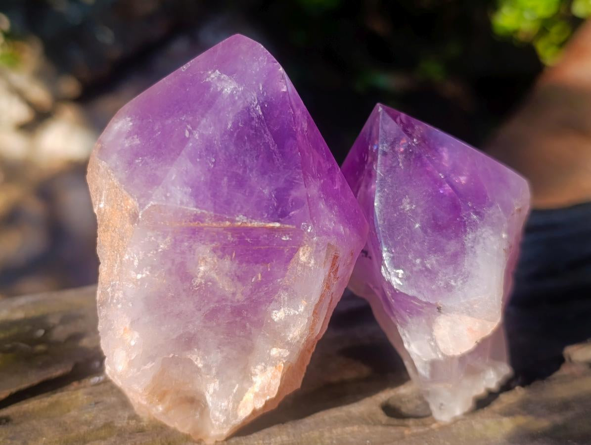 Polished Jacaranda Amethyst Single Crystals x 6 From Mumbwa, Zambia - Toprock Gemstones and Minerals 